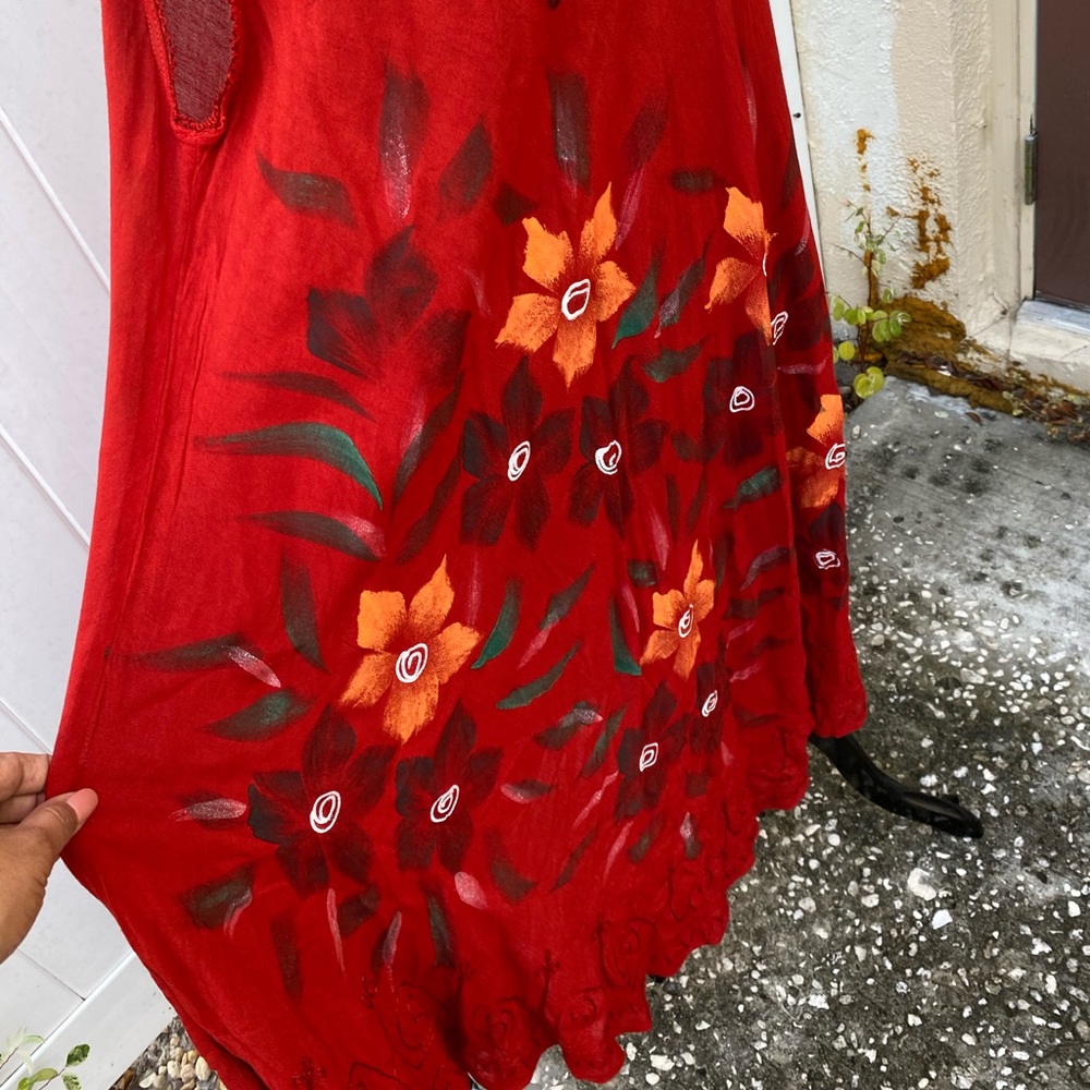Beach by exist red hand painted beach dress - Picture 5 of 12